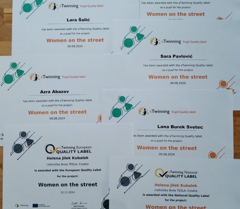 Pristigle nagrade za eTwinning projekt „Women on the street“